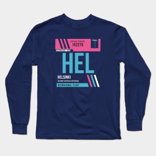 Helsinki (HEL) Airport Code Baggage Tag Long Sleeve T-Shirt